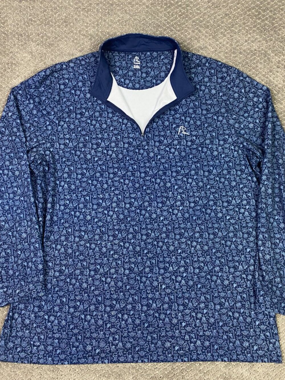 Rhoback The American Icon Performance Q-Zip Men's 3XL Blue Golf 1/4 Zip US flag